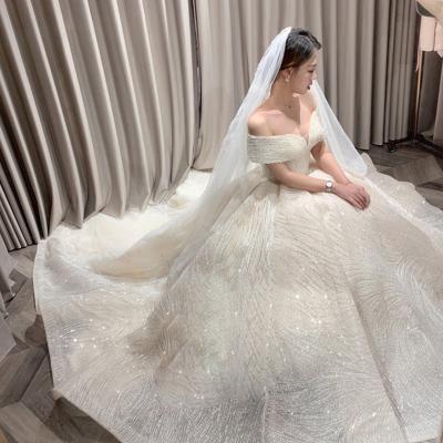 Luxury wedding dress,white bridal dress,sequin ball gown wedding dress,handmade