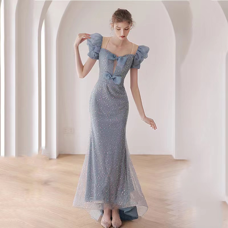 Blue Bodycon Dress, Beaded Mermaid Dress, Super Fairy, Luxury, Shining Wedding Dress ,handmade