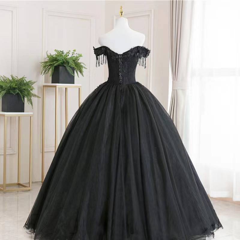 Black Pompous Dress, Strapless Wedding Dress,handmade on Luulla