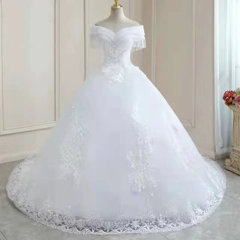 Long Train Bridal Gown, Super Fairy Tassel Dream Wedding Gown,handmade