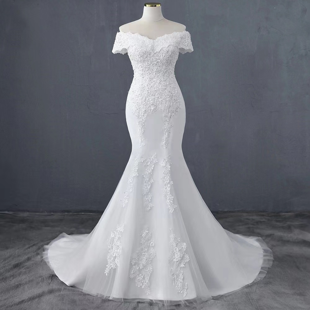 Simple, Slim, Lace Mermaid Dress, Soft Wedding Dress,handmade