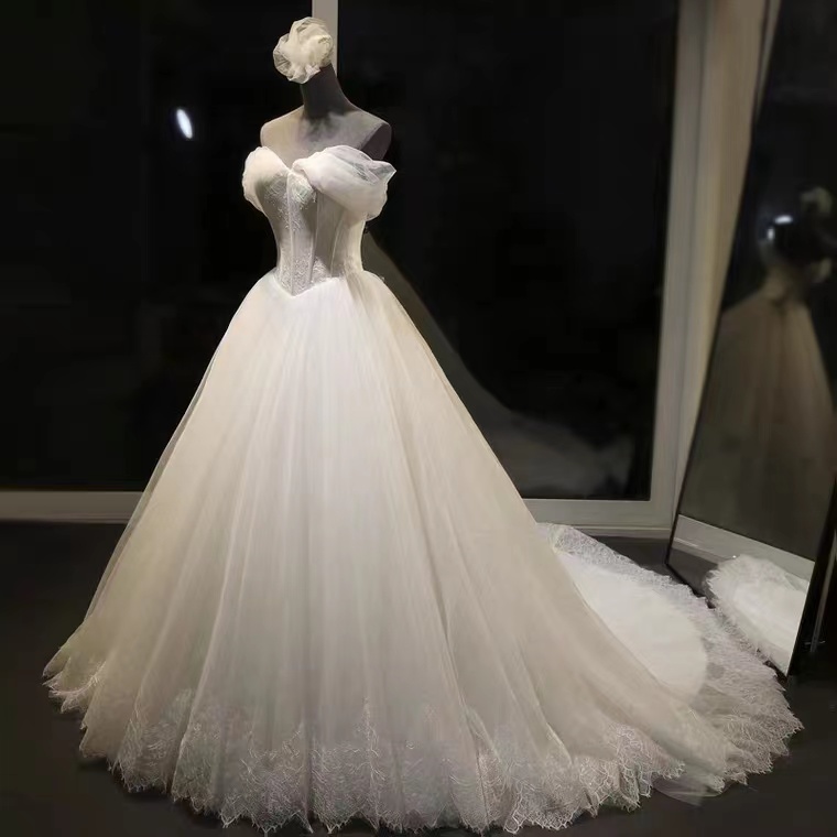Vintage Wedding Dress,off Shoulder Romantic Wedding Dress,handmade