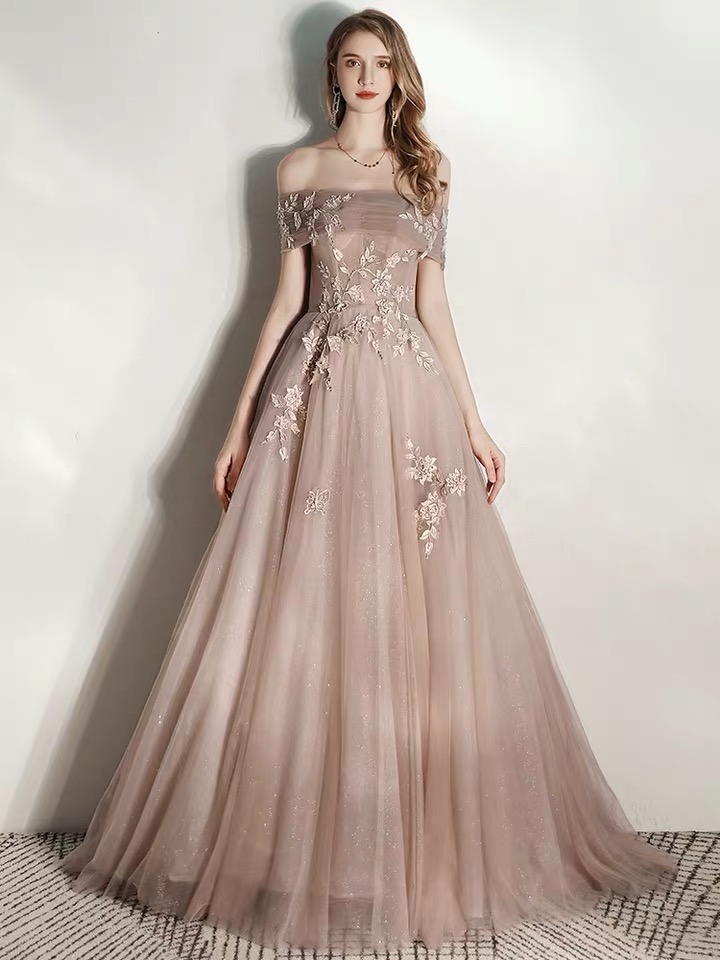 Off Shoulder Evening Dress, Queen Bridal Dress, Elegant Prom Dress,handmade