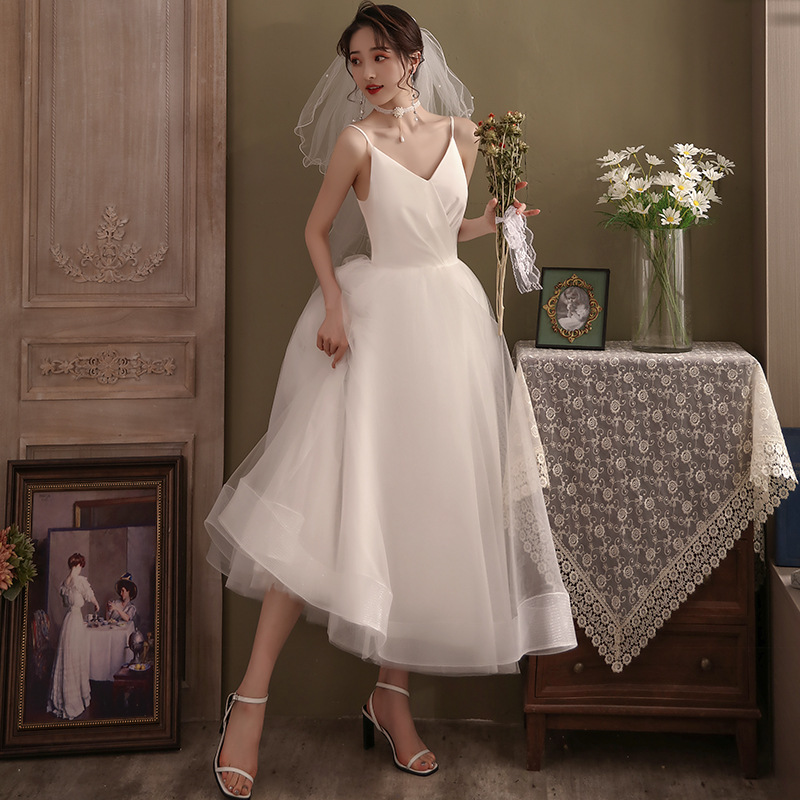 White Party Dress,tulle Bridesmaid Dress,spaghetti Strap Short Wedding Dress,handmade