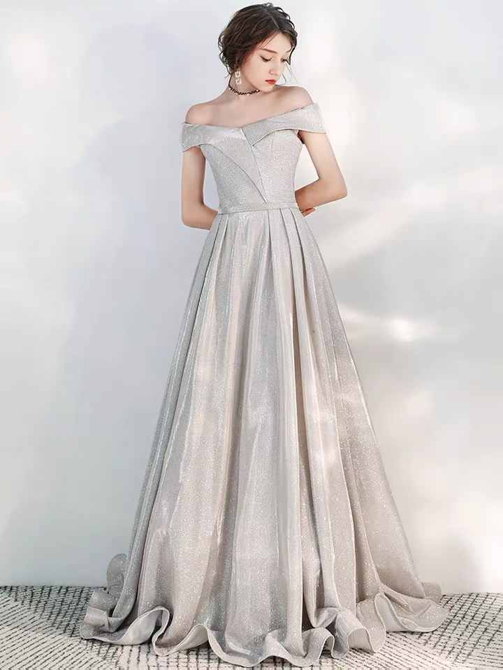 Off-the-shoulder Evening Dress, High Quality, Atmosphere Party Dress, Elegant Prom Dress,handmade