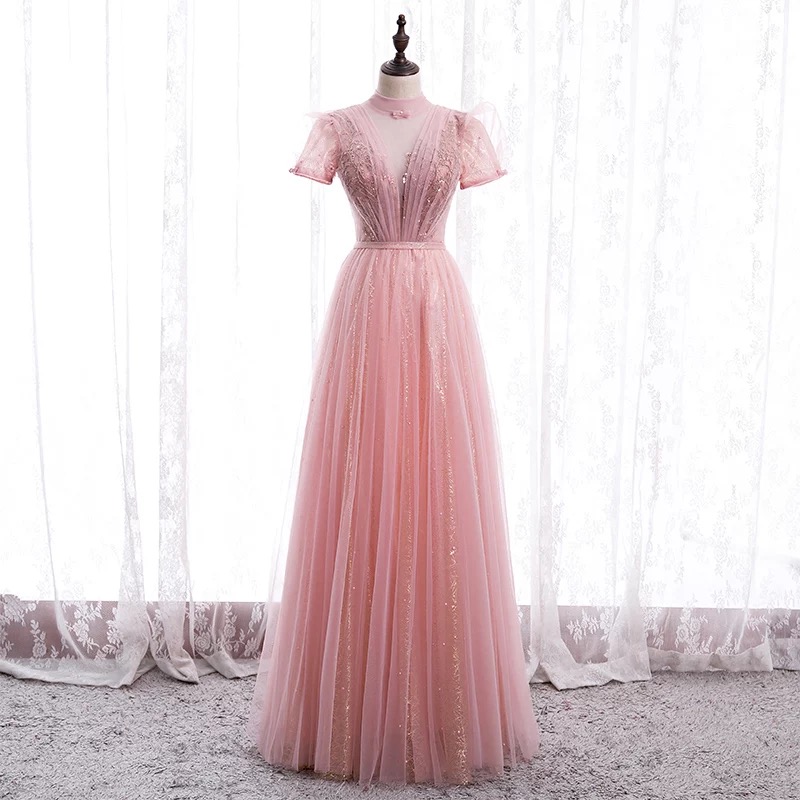 Pink Prom Dress, Fairy Prom Dress, Sweet Party Dress,handmade
