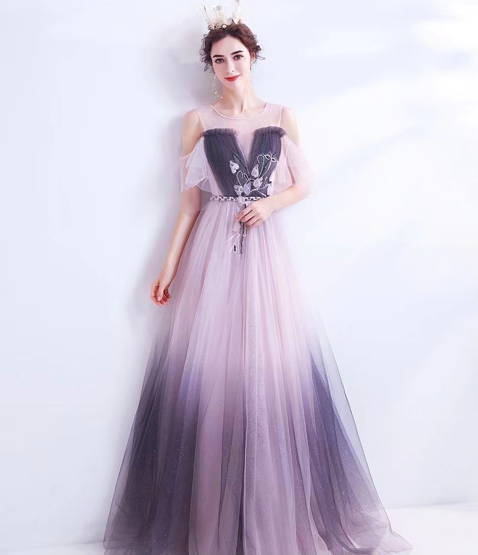 Dream Prom Dress, Gradient Purple Sky Dress, Fairy Party Dress,custom Made,handmade