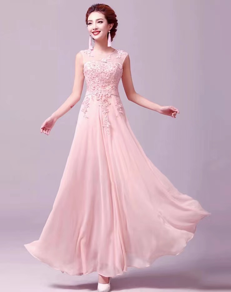 Cap Sleeve Evening Dress, Elegant Bridesmaid Dress, Chiffon Prom Dress ...