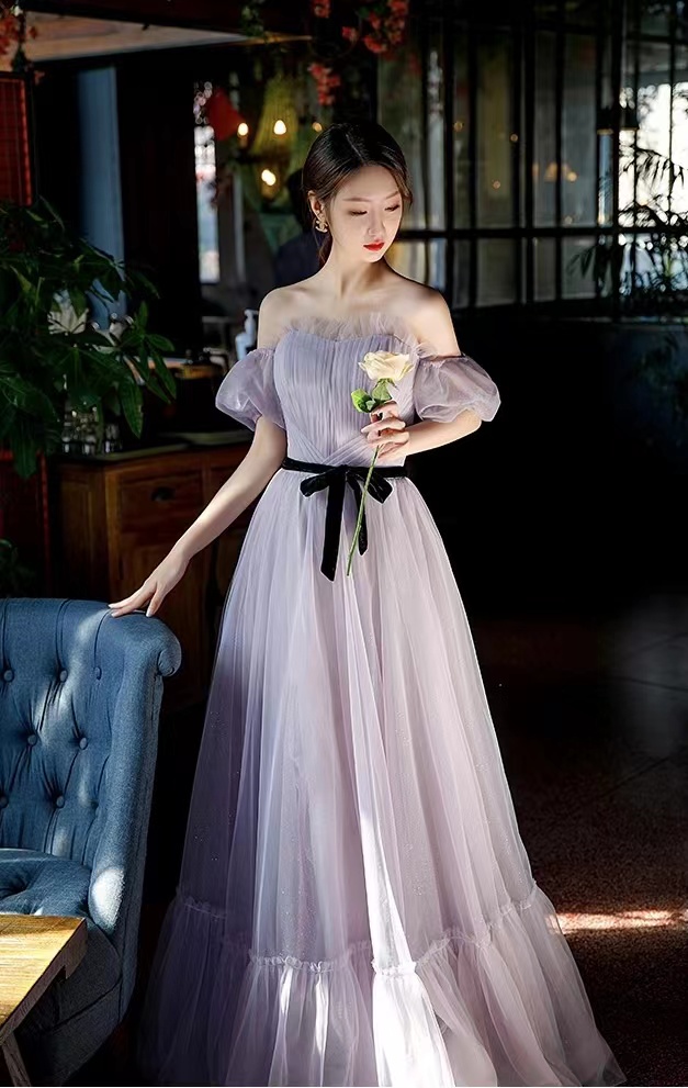 Off Shouder Party Dress,purple Prom Dress,simple Bridesmaid Dress,handmade