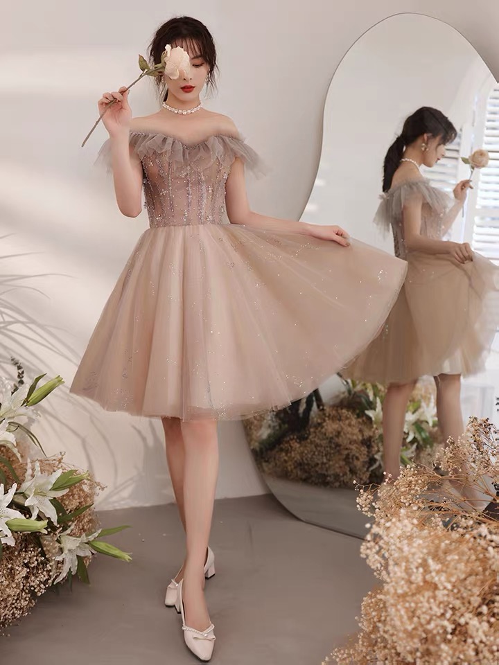 green emerald velvet dress Chic Flower Fairy Short Prom Dress Beautiful Multi-Colors Pearl Appliq