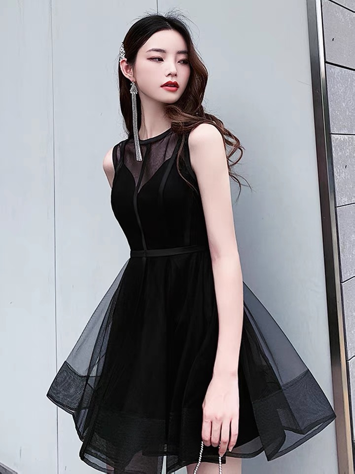 Little Black Dress, Sexy Bouffant Dress,sleeveless Homecoming Dress,handmade