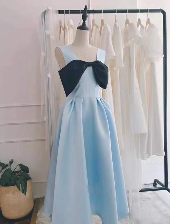 V-neck Party Dress, Cute Princess Dress, Blue Birthday Party Dress,handmade