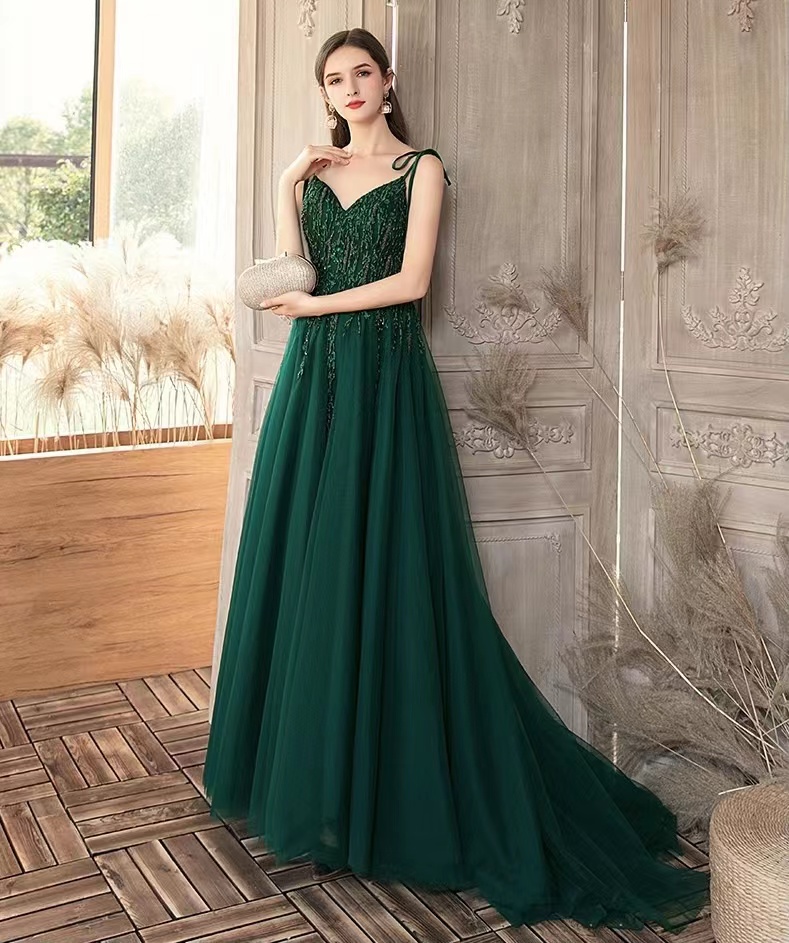 sexy green party dress Sexy Mermaid Straps Green Party Dresses Satin Long Prom Dresses P708
