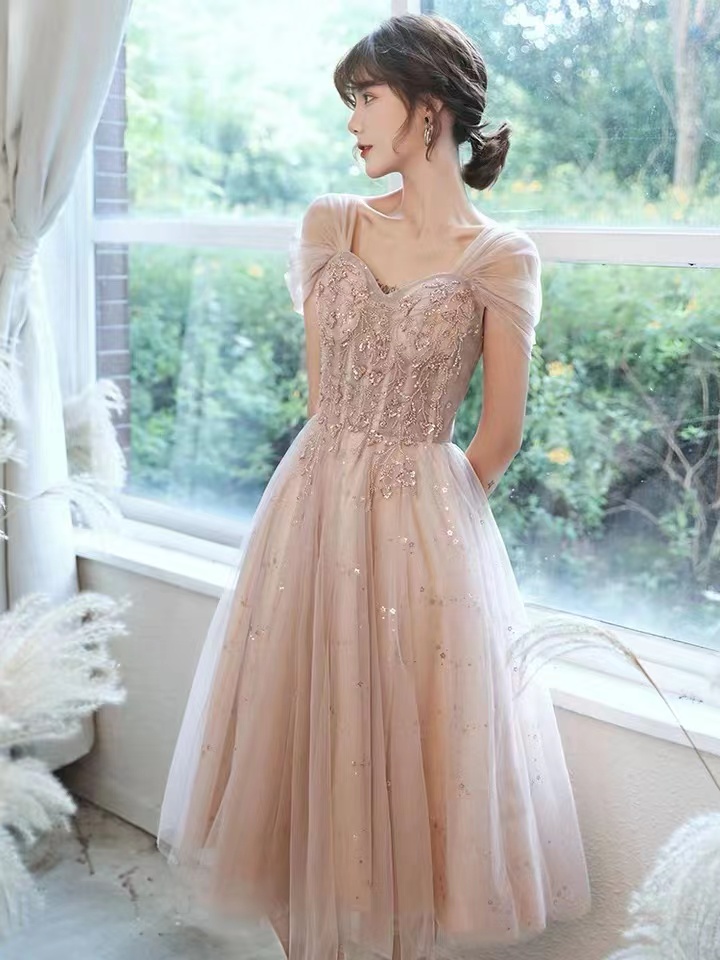 Off shoulder evening dress, new style, temperament bridesmaid dress, light luxury beaded prom dress,handmade
