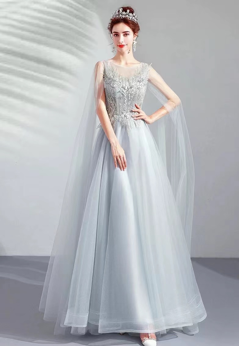 Gray Party Dress, Fairy Prom Dress,sleeveless Evening Dress,handmade