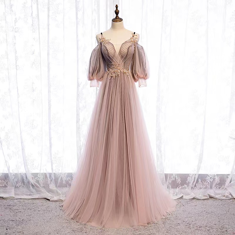 Fairy Prom Dress, Pink Birthday Dress,spagahetti Strap Party Dress,handmade