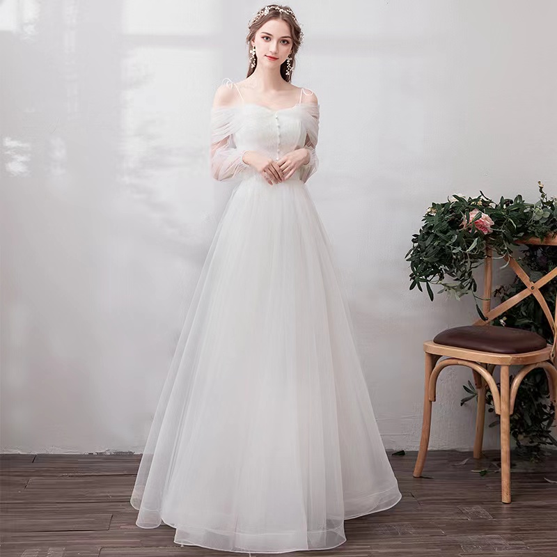 Fairy Simple Bridal Dress, Off Shoulder Fairy Wedding Dress ,handmade