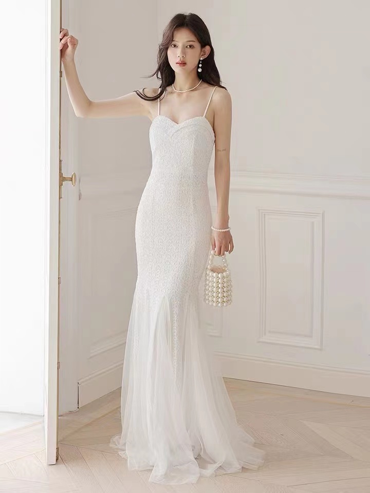 Light Wedding Dress, Super Fairy White Wedding Dress, Lace Mermaid Dress,handmade