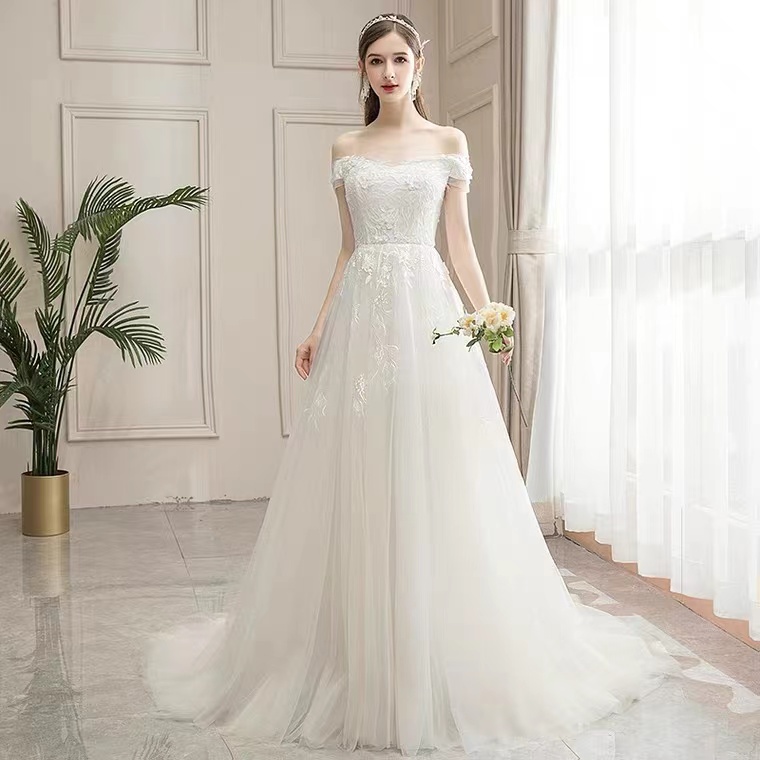 Off Shoulder Wedding Dress, Tulle Wedding Dress, White Bridal Dress,handmade