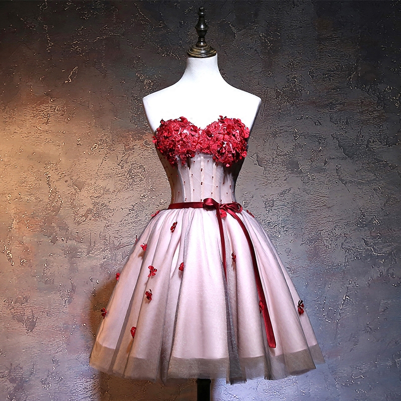 Cute Sweetheart Birthday Dress,short Pink Tulle Party Dress, Lace-up Knee Length Homecoming Dress,handmade Cute Sweetheart Birthday Dress,short Pink Tulle Party Dress, Lace-up Knee Length Homecoming Dress,handmade