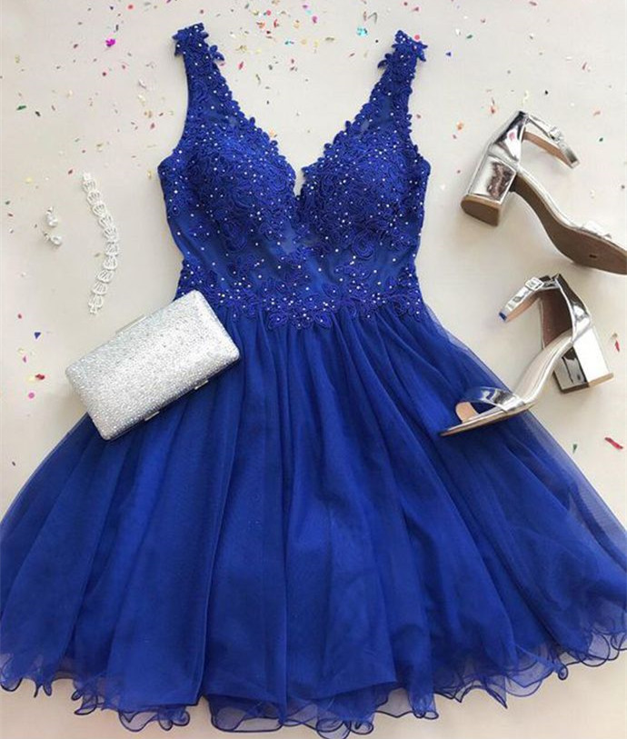 Royal Blue Party Dress,short Hoco Party Dresses Homecoming,handmade