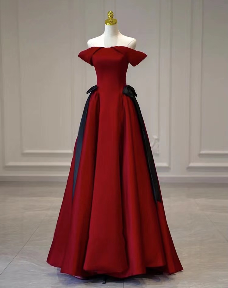 Red Party Dress, Off Shoulder Prom Dress, Cute Evening Dress,sweet Birthday Dress,handmade