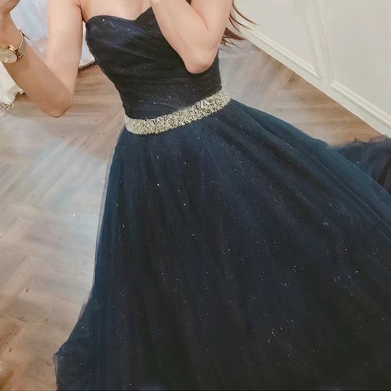 Strapless Navy Blue Sweet 16 Ball Gown Formal Party Long Dress main image 1