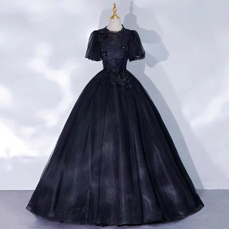 Elegant Evening Dress, Temperamental Ball Gown Dress ,black Prom Dress,quinceanera Dress,handmade