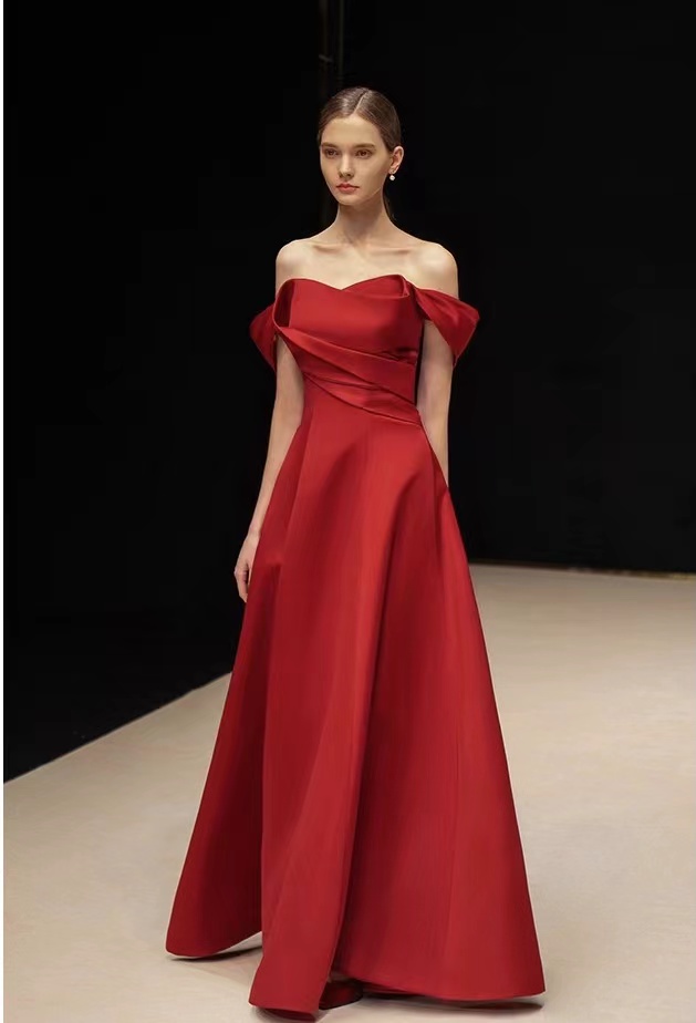 Off Shoulder Party Dress,red Prom Dress ,off Shoulder Evening Dress,handmade