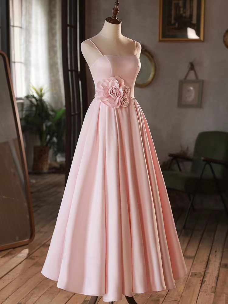 Spaghetti Strap Party Dress, Cute Prom Dress,pink Bridesmaid Dress,handmade