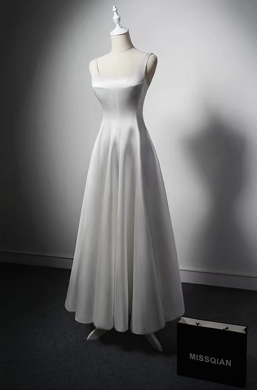 Simple Evenging Dress , Off Shoulder Graduation Dress,white Party Dress,handmade