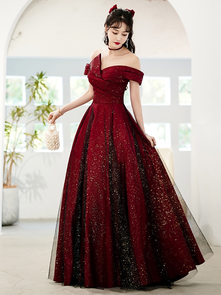 Off Shoulder Prom Dress, Red Evening Dress, Elegant Party Dress,handmade