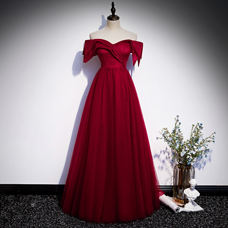 Off Shoulder Evening Dress , Elegant Party Dress,red Prom Dress,handmade