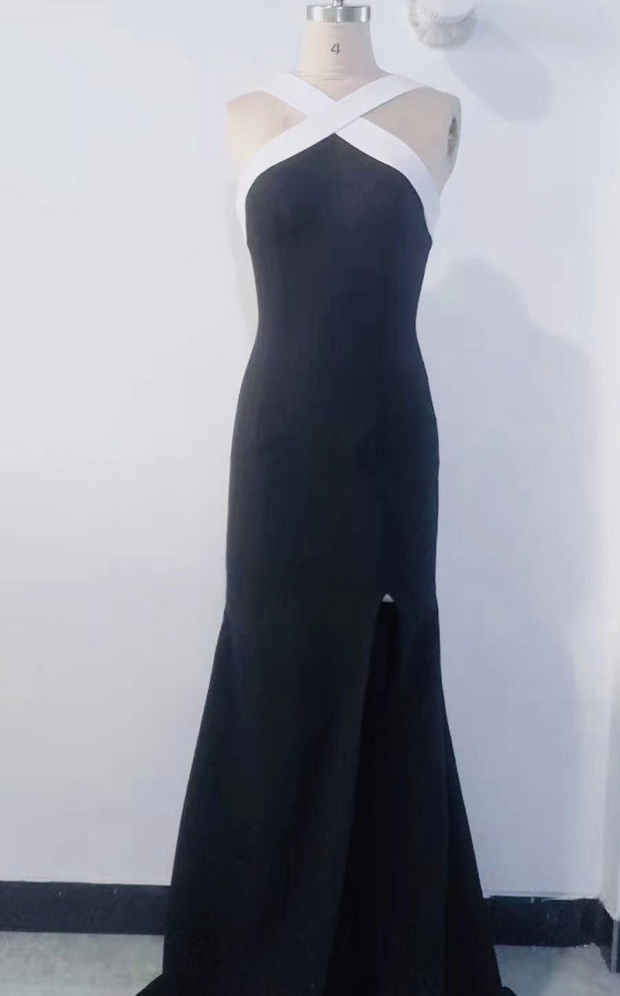 Hatler Neck Prom Dress ，black Party Dress, Slit Bodycon Dress,handmade