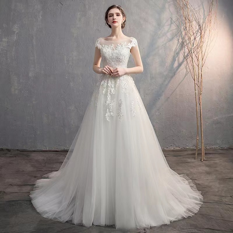 Cap Sleeve Wedding Dress, White Wedding Dress, Bridal Simple Bridal Dress, ,handmade