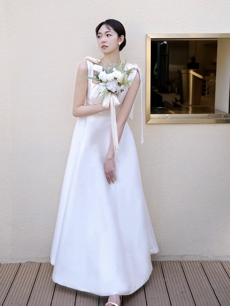 Spaghetti Strap Bridal Dress, Simple Wedding Dress, Satin Backless Wedding Dress,handmade