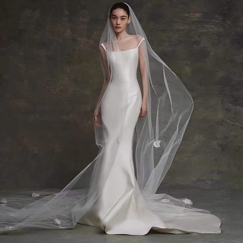 Satin Wedding Dress, Sleeveless Bridal Dress, White Wedding Dress ...