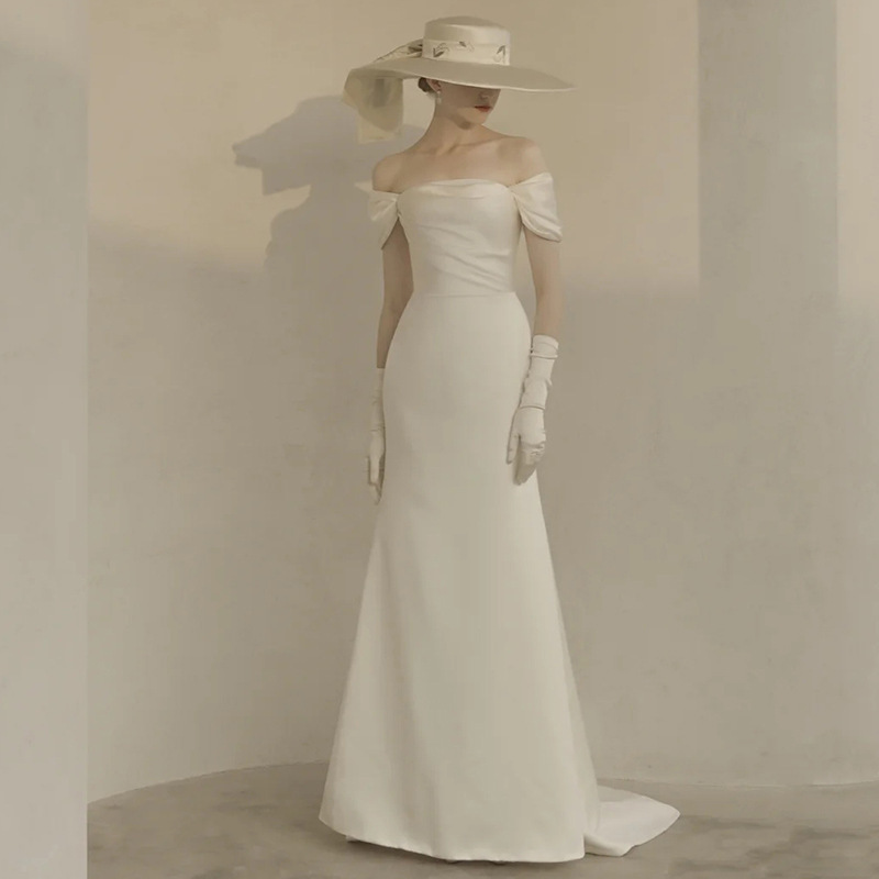 Off Shoulder Bridal Dress,white Wedding Dress,bodycon Bridal Dress ,handmade
