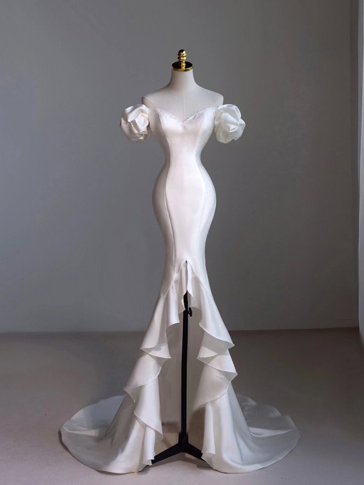 Off Shoulder Bridal Dress,white Wedding Dress,bodycon Bridal Dress,sexy Wedding Dress ,handmade