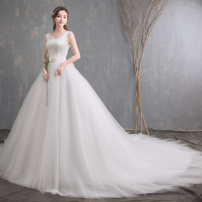 Sexy Trailing Wedding Dress, Style, Simple, Generous, White Wedding Dress U-neck Modern Bridal Dress,handmade
