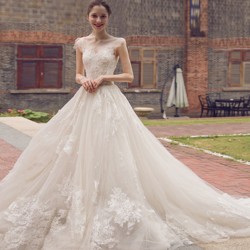 Cap Sleeve Bridal Dress,white Wedding Dress,dream Bridal Dress,elegant Wedding Dress,handmade