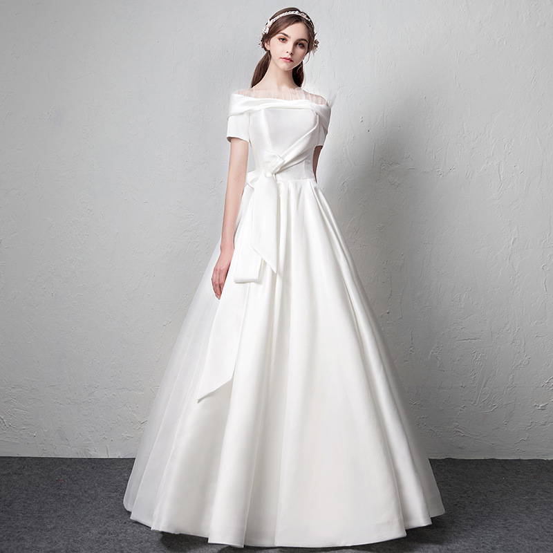Off Shoulder Bridal Dress,white Wedding Dress,a-line Bridal Dress,satin Wedding Dress ,handmade