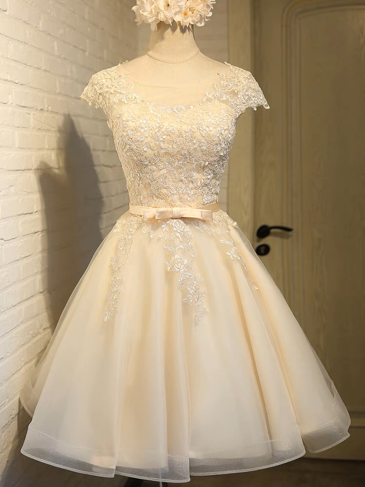 Cap Sleeve Prom Dress,chic Evening Dress,sweet Brithday Dress,cute Homecoming Dress,lace Party Dress,handmade