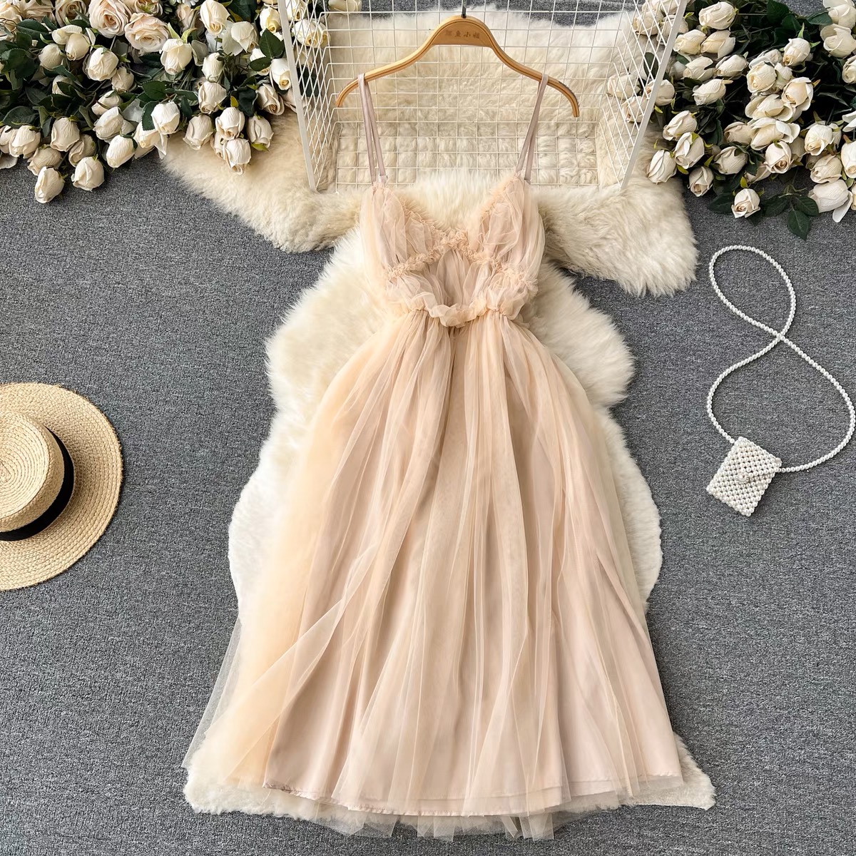 Princess Dress，spaghetti Trap Dress,fairy Dress,cute Tulle Dress