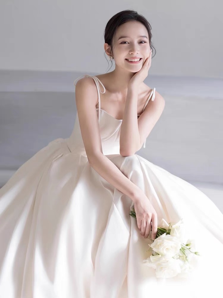 Spaghettis Strap Bridal Dress,white Wedding Dress,tulle Bridal Dress,cute Wedding Dress,handmade
