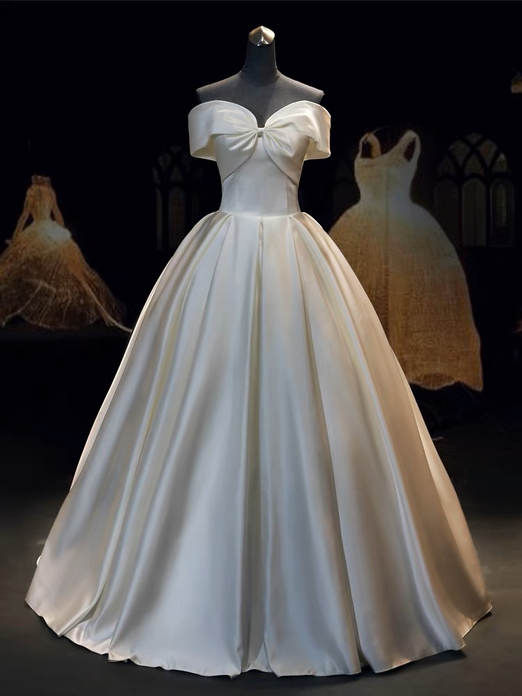 Simple Wedding Dress, Elegant Wedding Dress, Off Shoulder Bridal Dress,handmade