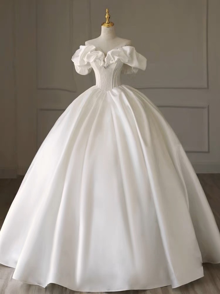 Off Shoulder Bridal Dress, Luxury Wedding Dress Bridal Dress, Satin Wedding Dress ,fairy Ball Gown Dress,handmade