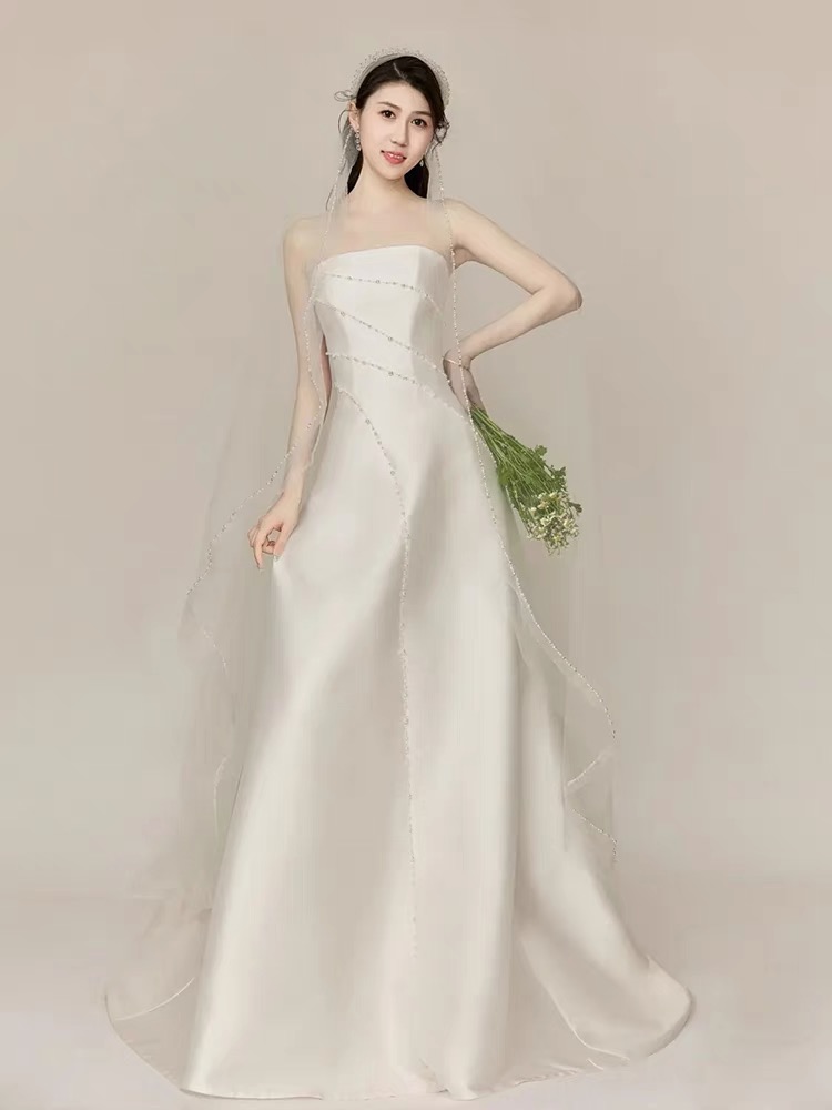 Strapless Bridal Dress,white Wedding Dress,satin Bridal Dress,sexy Bodycon Dress,handmade