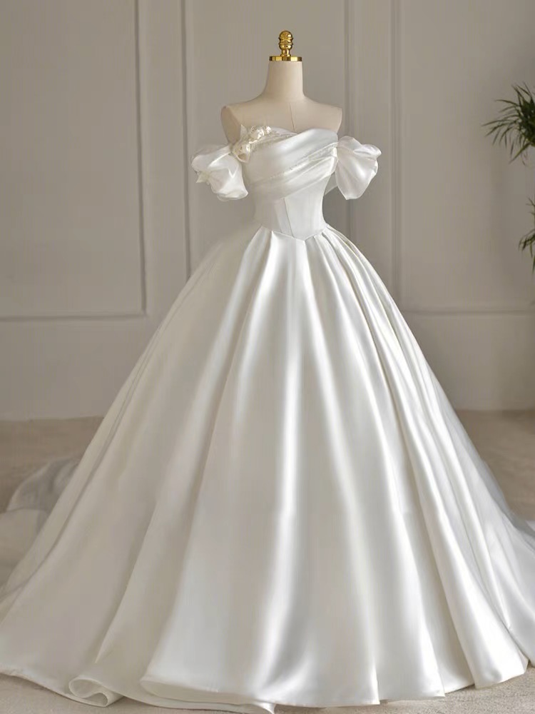 french satin wedding dress French satin wedding dress 2022 new skinny princess suspenders sen ser   Ame_handmadesg