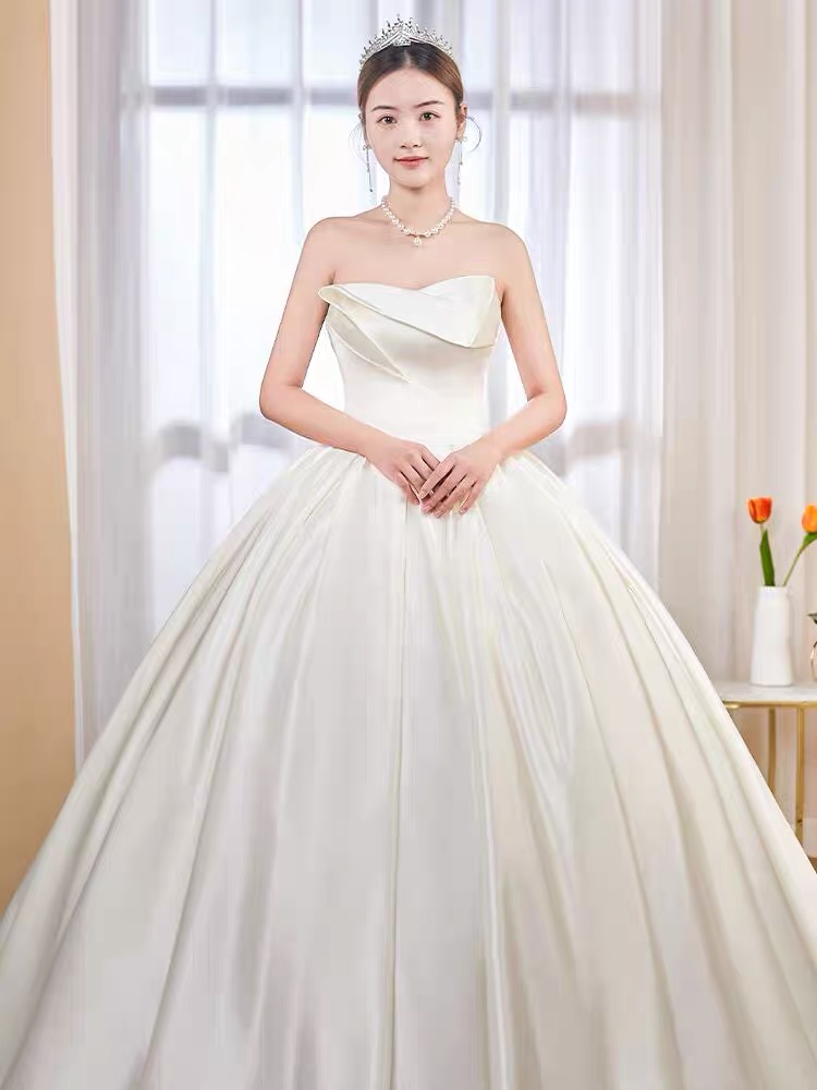 Satin Main Wedding Dress, Style, Bridal Simple Dress, Senior Texture Large Size Slim-fit Wedding Dress,handmade